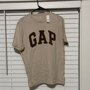 NWT GAP Tan Tee with Bold Brown Lettering